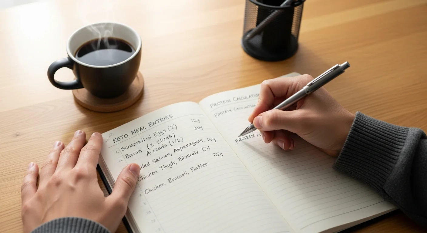 Person tracking food in a journal