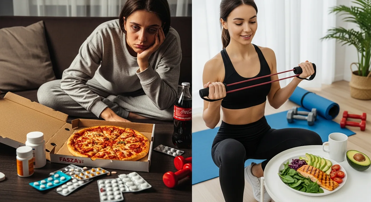 Before and after lifestyle transformation comparison