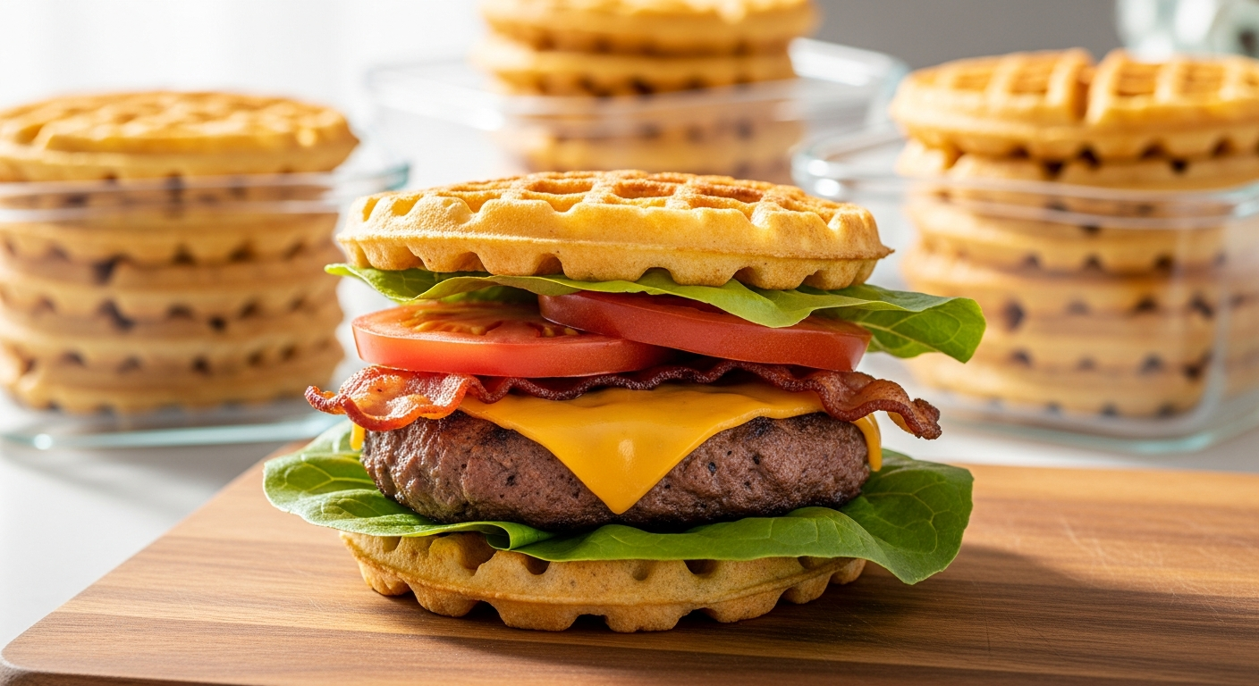 Savory Keto Chaffles for Meal Prep: Burgers, Sandwiches, and Pizza