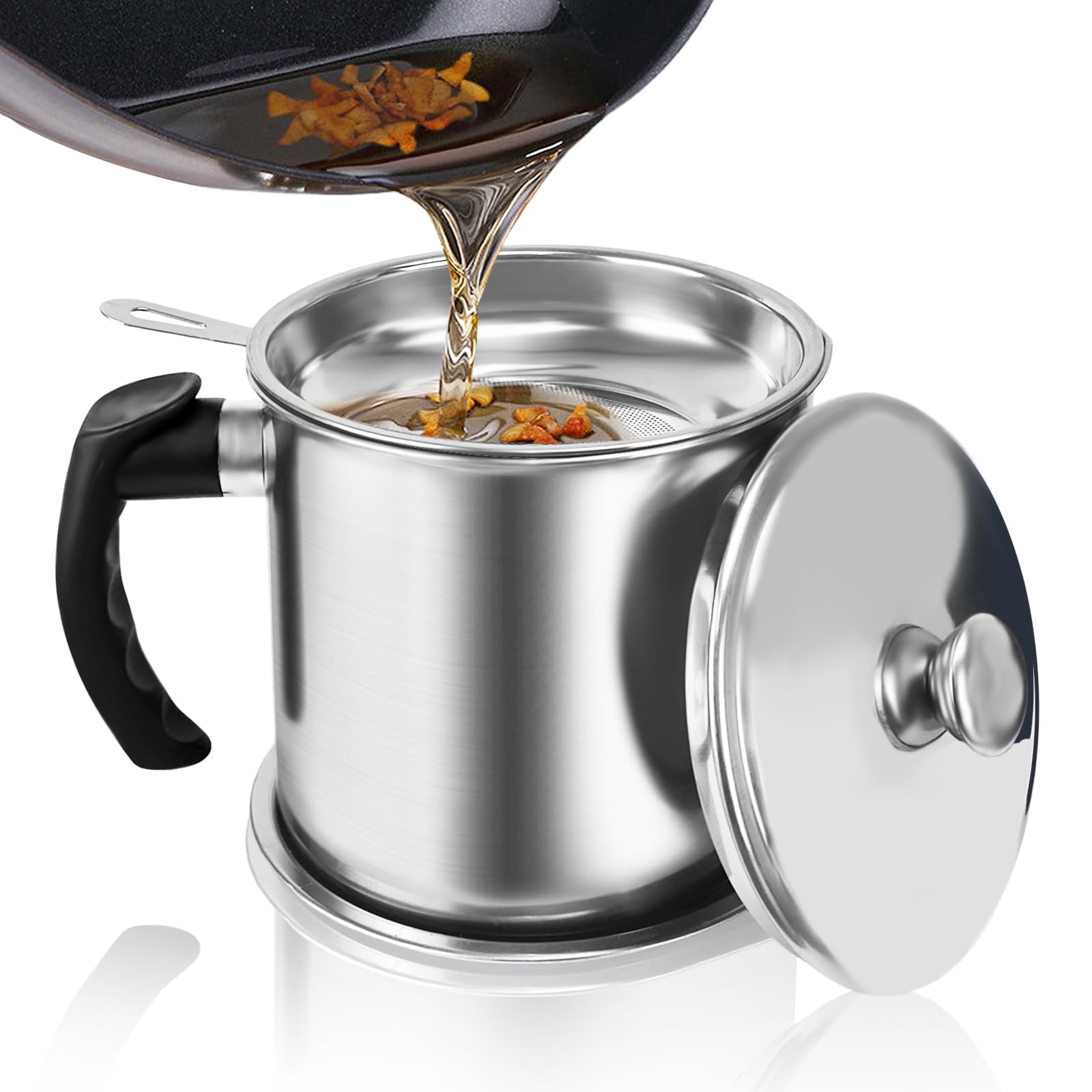 Jtshy 1.3L Stainless Steel Bacon Grease Container