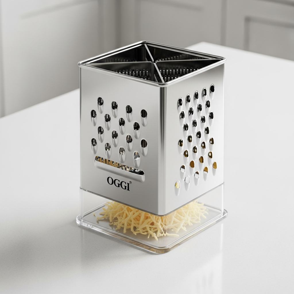 Oggi Stainless Steel Cheese Grater with Container