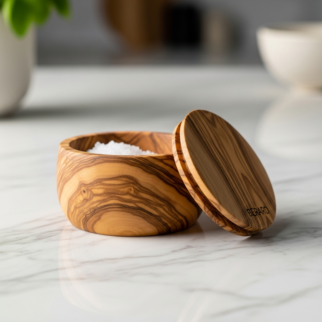 Berard Olive Wood Salt Cellar with Magnetic Lid